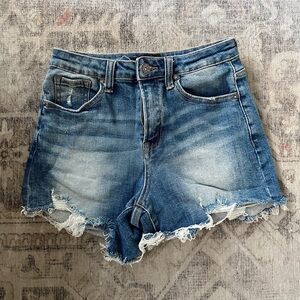RISEN JEANS - MID RISE BOTTOM HEM DISTRESSED